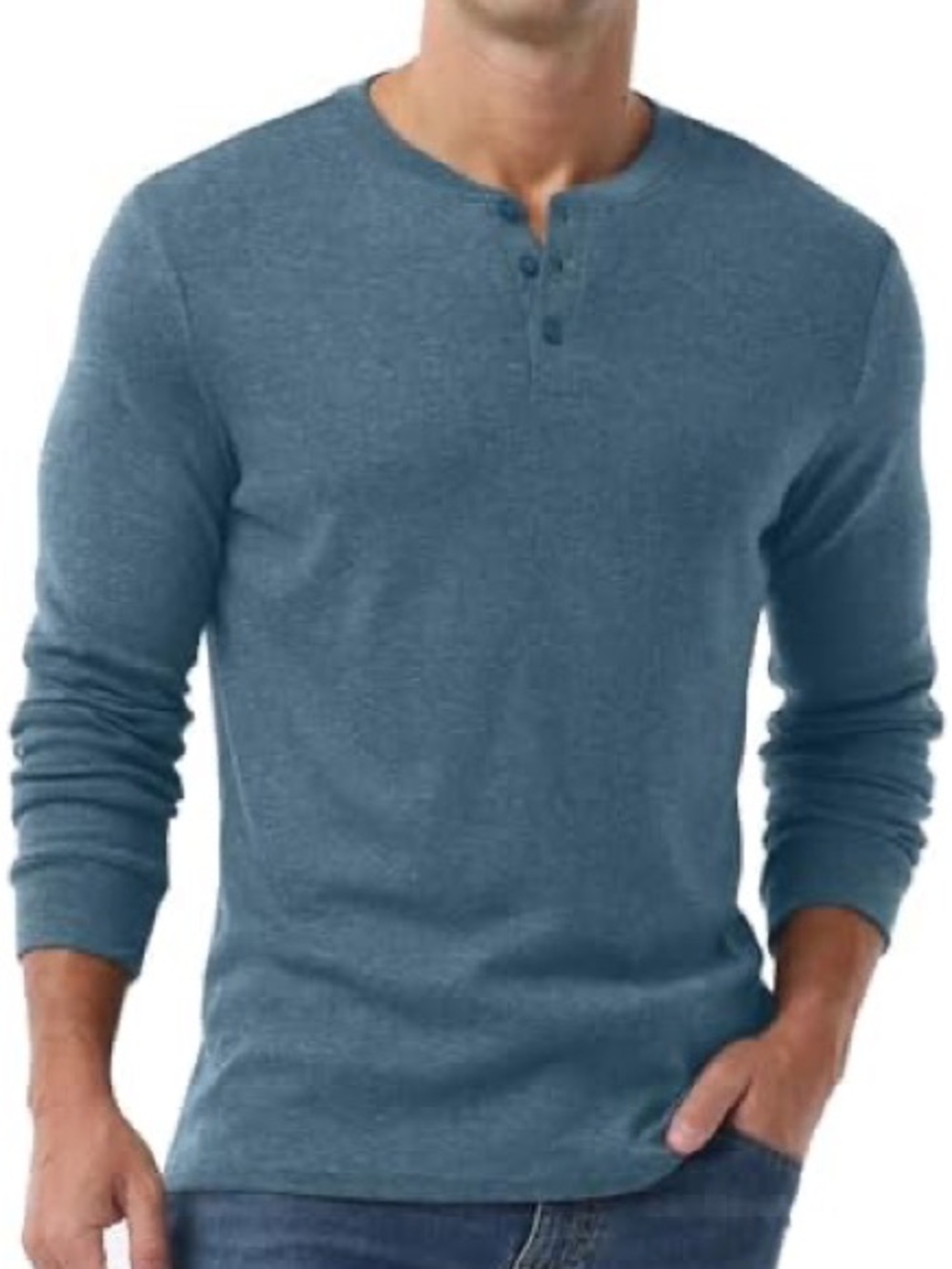 Men's Long Sleeve Henley Shirt in Dark Grey